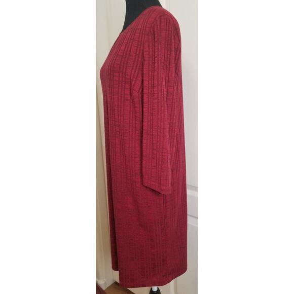Chico's Career Casual  Heathered Ribbed Knit Detail Dress Sz 0 (S/4) Red Shift - Picture 2 of 6